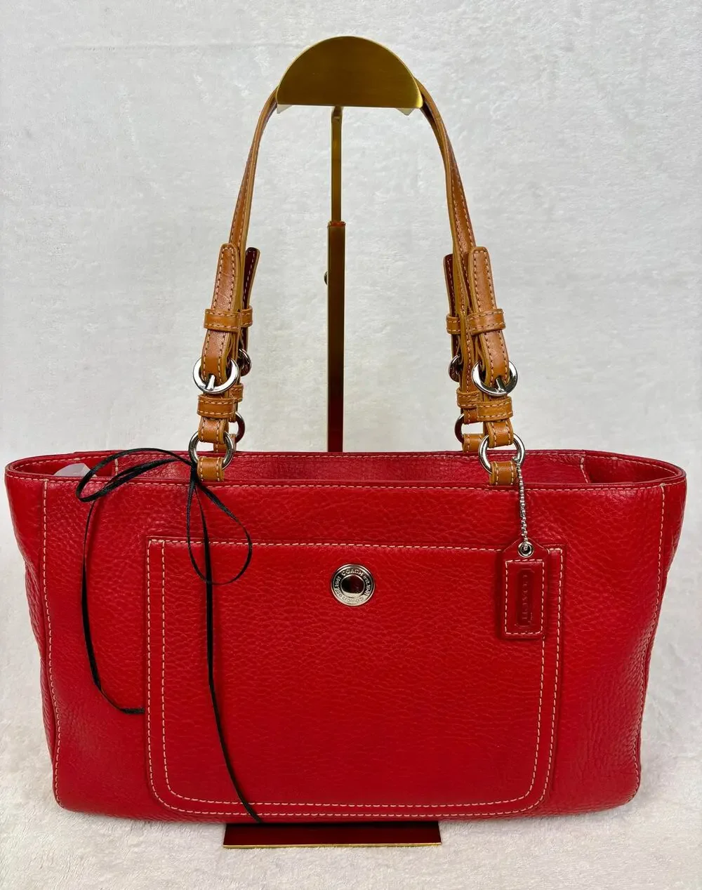 Coach Y2K Chelsea Red Pebbled Leather Shoulder Tote